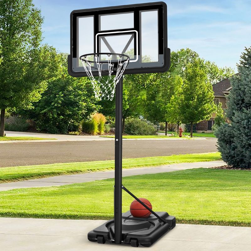 Adjustable 44" Black Polycarbonate Portable Basketball Hoop System