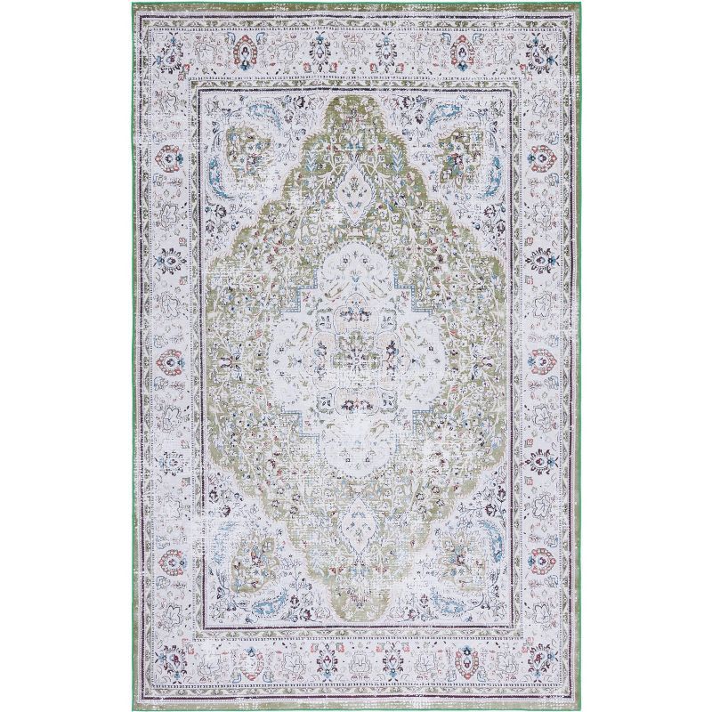 Tucson Green and Beige 4' x 6' Synthetic Area Rug