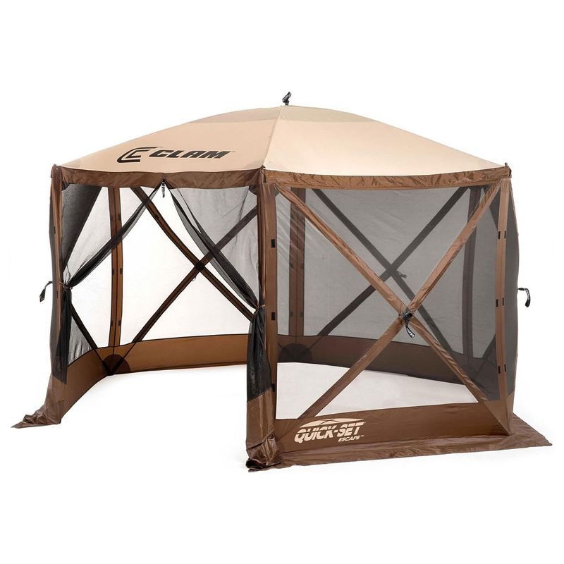 Brown Fiberglass Pop-Up Outdoor Camping Gazebo Canopy Tent