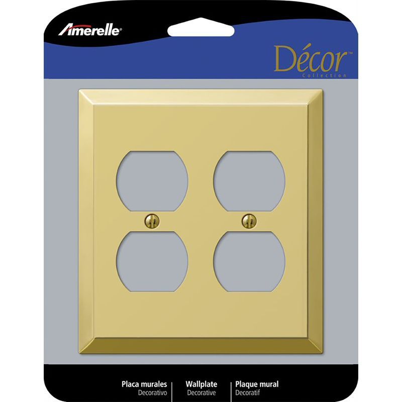 Amerelle Polished Brass 2-Gang Duplex Outlet Wall Plate