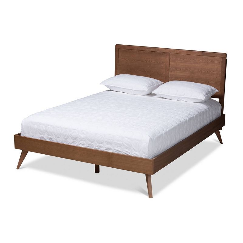 Walnut Brown Mid-Century Modern King Platform Bed