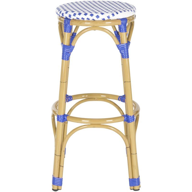 Blue and White Woven Aluminum Outdoor Stool