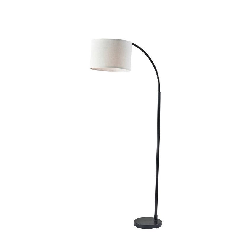 Jace 64" Black Metal Arc Floor Lamp with Off-White Shade