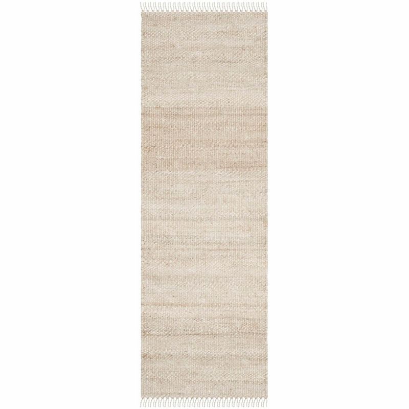 Ivory Hand-Knotted Jute Runner Rug, 2'6" x 8'