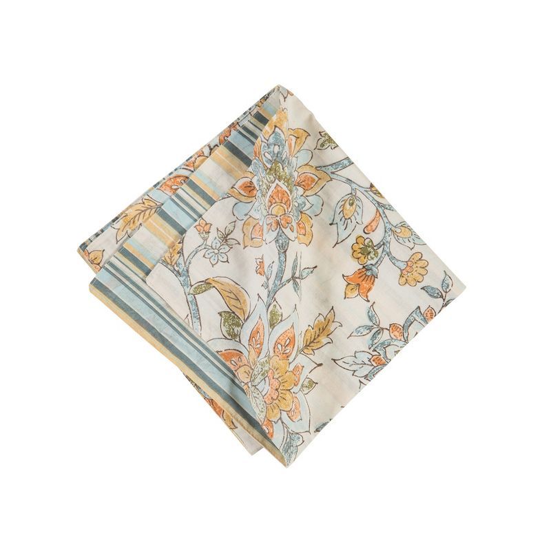 Ainsley Floral and Stripe Cotton Napkin Set of 6