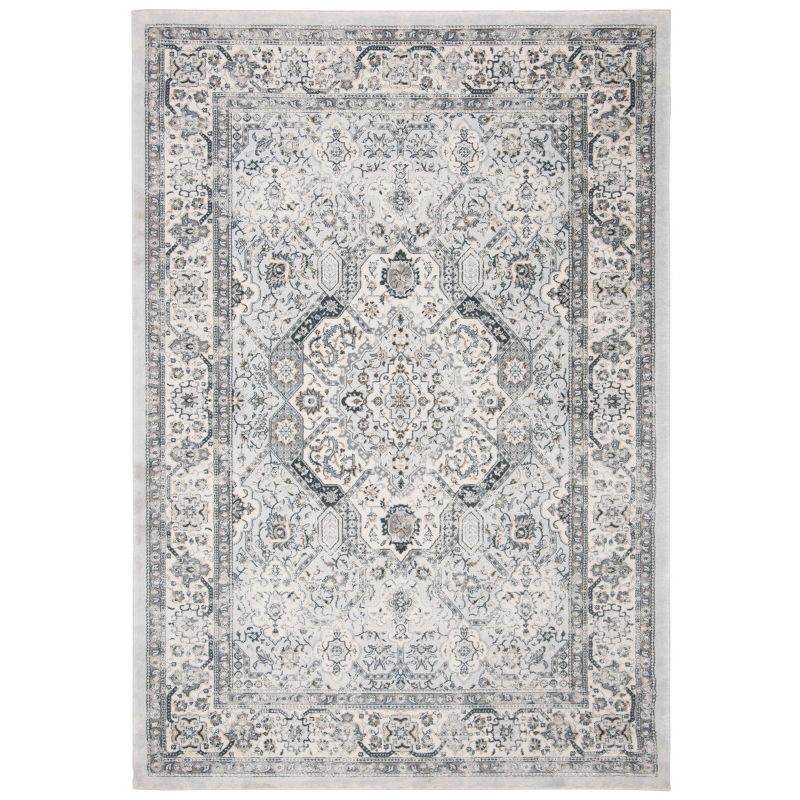 Isabella Dark Grey and Cream 9' x 12' Synthetic Oriental Area Rug