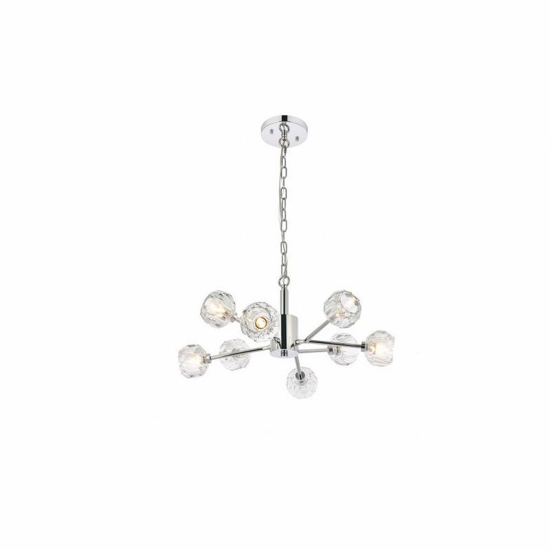 Chrome and Crystal 8-Light Modern Pendant Chandelier