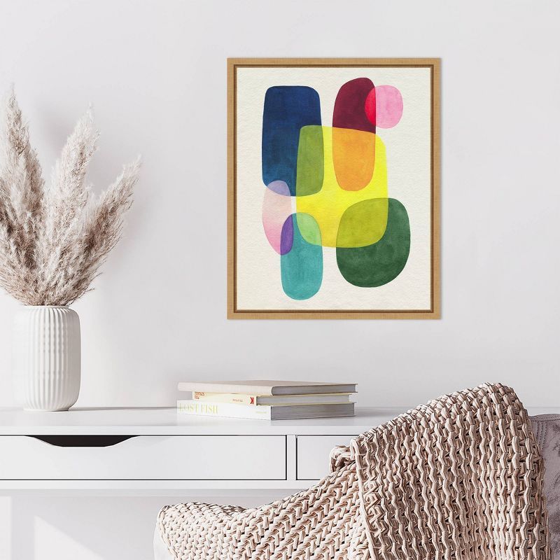 Sunlit Spectrum II Abstract Canvas Art with Maple Frame