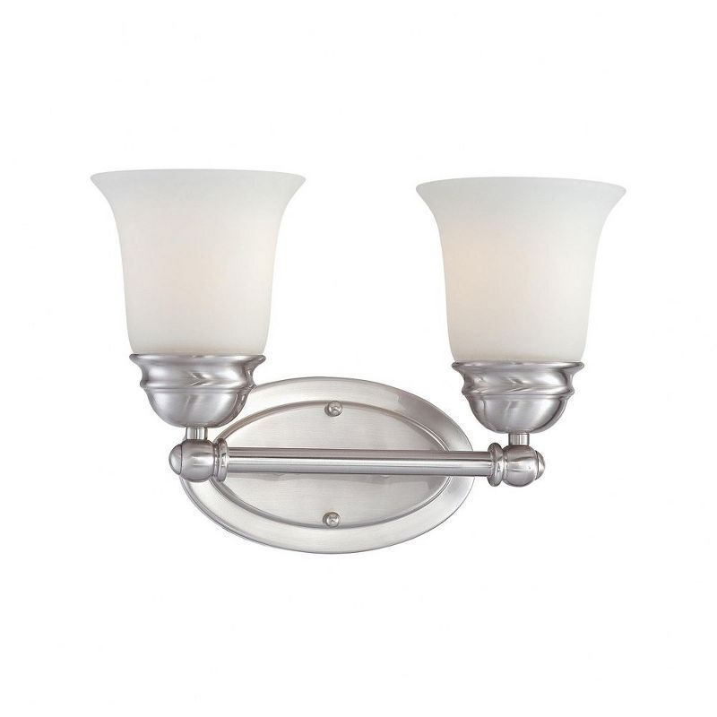 Bella 2-Light Brushed Nickel Vanity Light with Frosted Glass