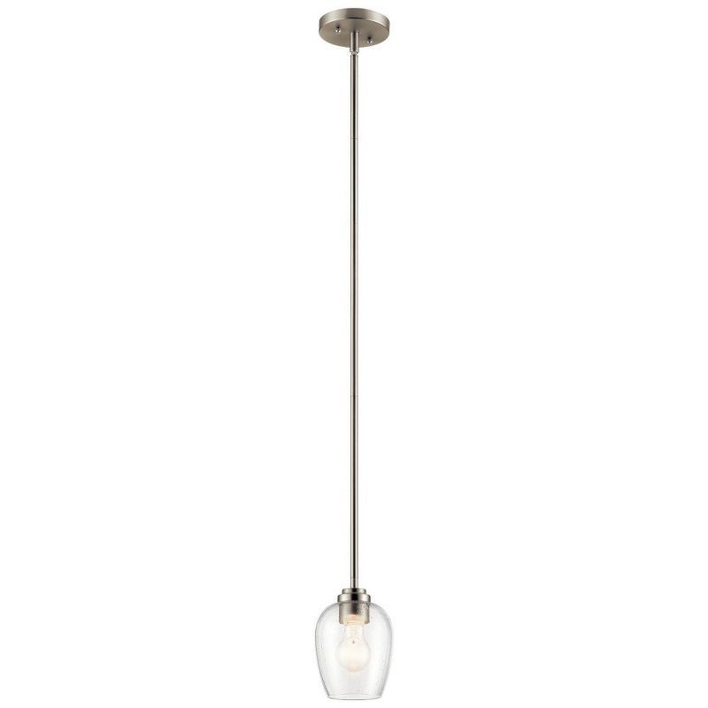 Valserrano Brushed Nickel Mini Pendant with Seeded Glass Shade