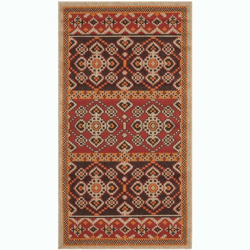 Reversible Red/Chocolate Synthetic 5' x 7' Easy-Care Area Rug