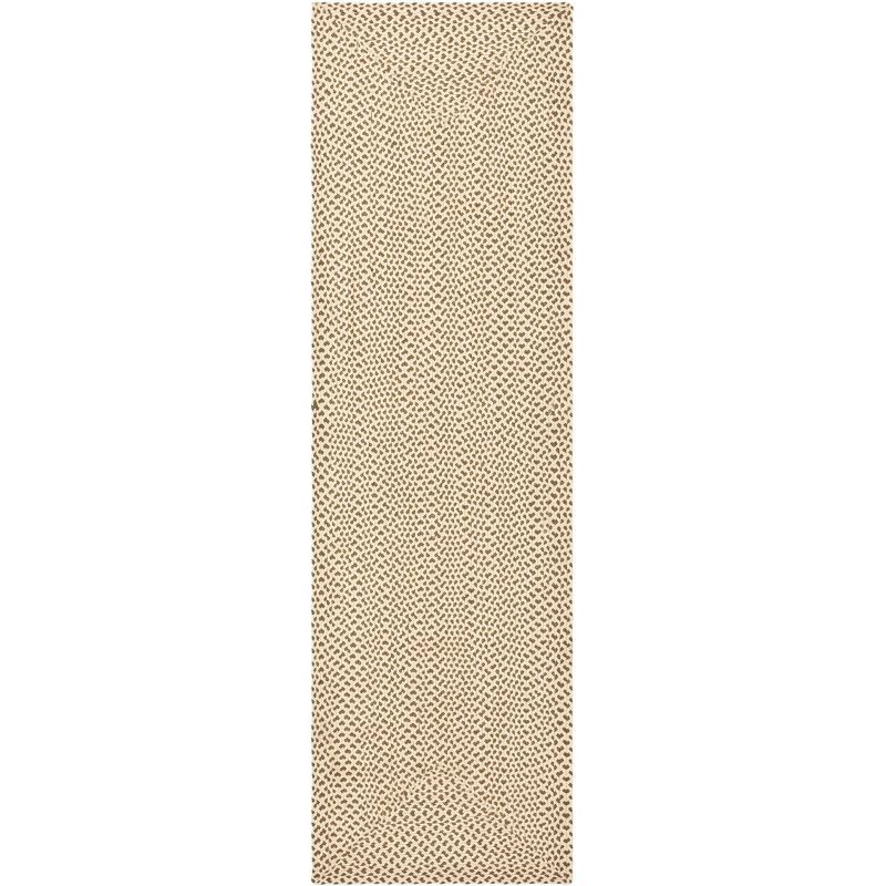 Handwoven Cotton-Synthetic Blend Reversible Runner Rug in Beige/Brown