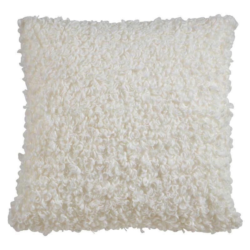 Ivory Faux Lamb Fur 18" Square Pillow Cover