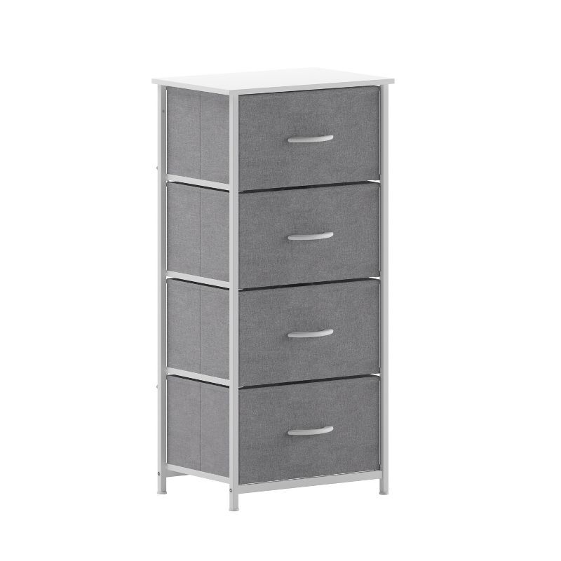 Beige Vertical 4-Drawer Storage Dresser with White Frame