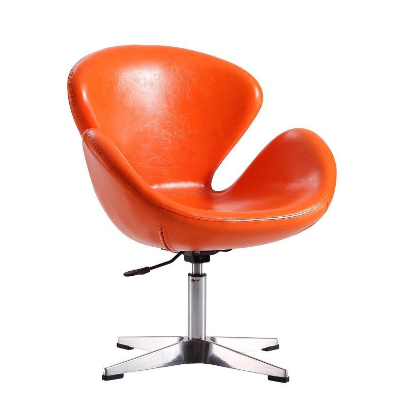 Tangerine Faux Leather Adjustable Swivel Chair with Metal Base