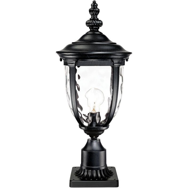 Bellagio Black Hammered Glass Outdoor Post Light with Pier Mount