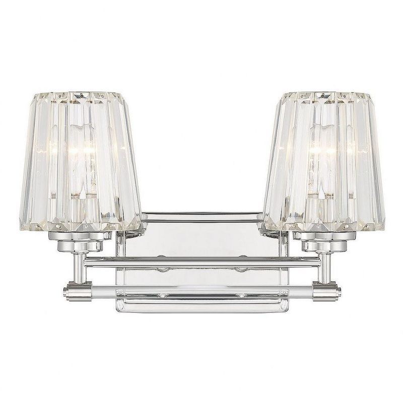 Polished Nickel 2-Light Vanity with Clear Crystal Shades