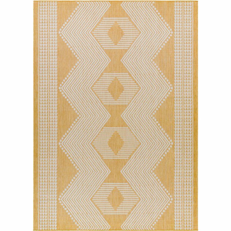 Evana Mustard and Off White Polypropylene Area Rug 6'7" x 9'