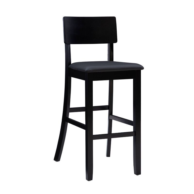 Torino 31" Solid Back Black Wood and Faux Leather Barstool