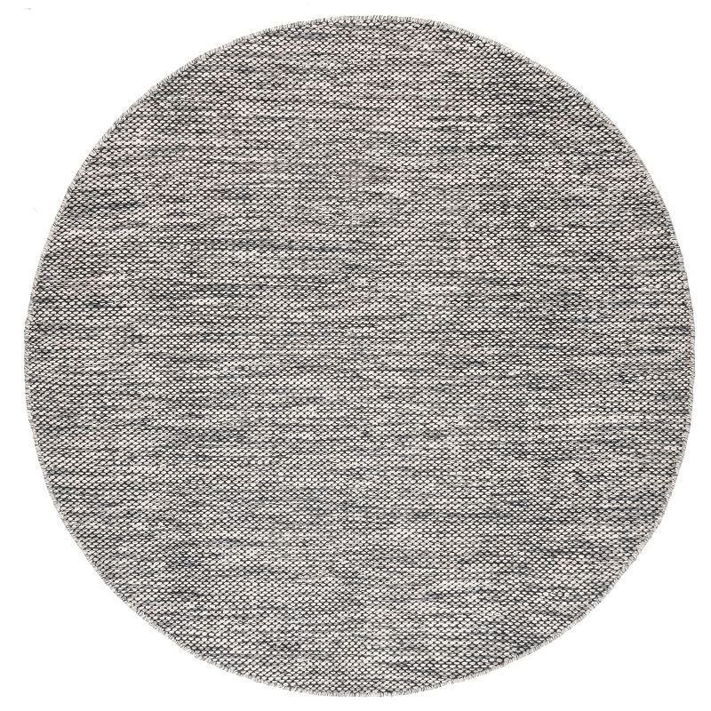 Gray 6' Round Handmade Cotton Area Rug