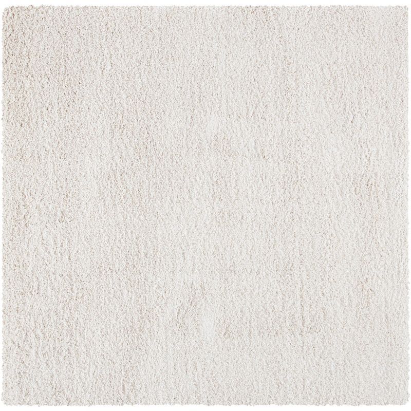 Ivory Square Synthetic Shag Area Rug 6'7"