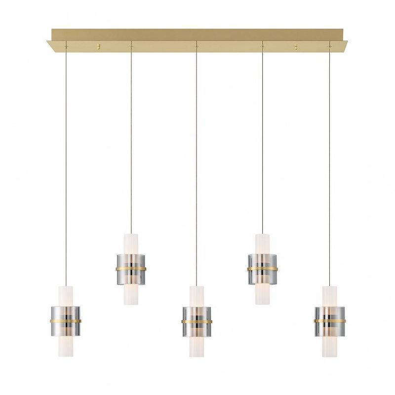 Brushed Gold and Smoked Glass 10-Light LED Pendant