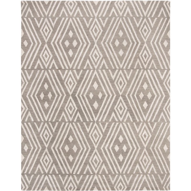 Grey and Ivory Hand-Tufted Wool 8' x 10' Area Rug