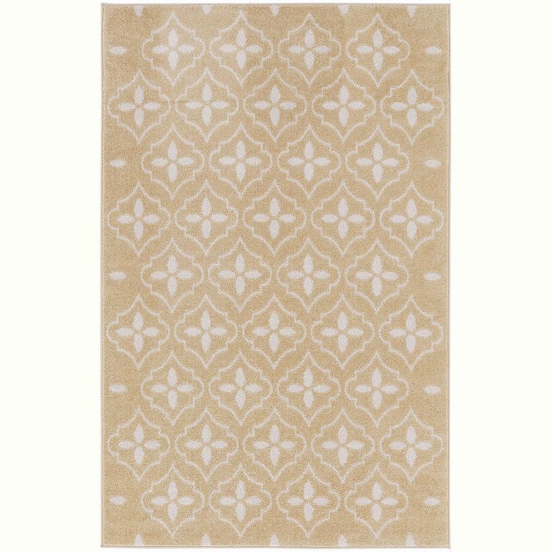 Beige Ivory Moroccan Trellis 4' x 6' Synthetic Area Rug