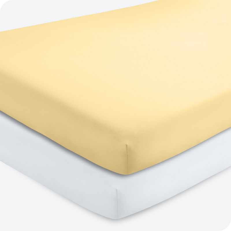 Ultra-Soft Microfiber Crib Sheets Set in Morning Sun and White