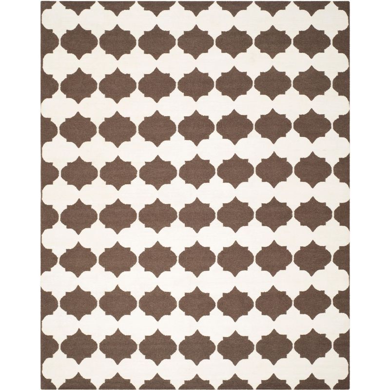 Brown and Ivory Geometric Wool 8' x 10' Handwoven Area Rug