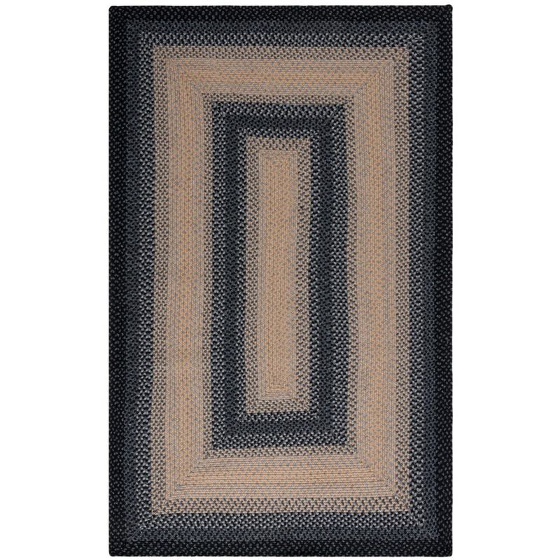 Handmade Black and Beige Braided Reversible Area Rug