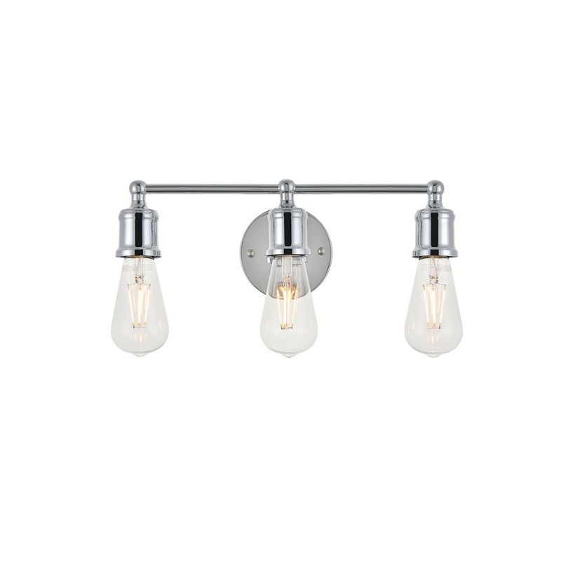 Elegant Chrome 3-Light Wall Sconce with Exposed Bulbs