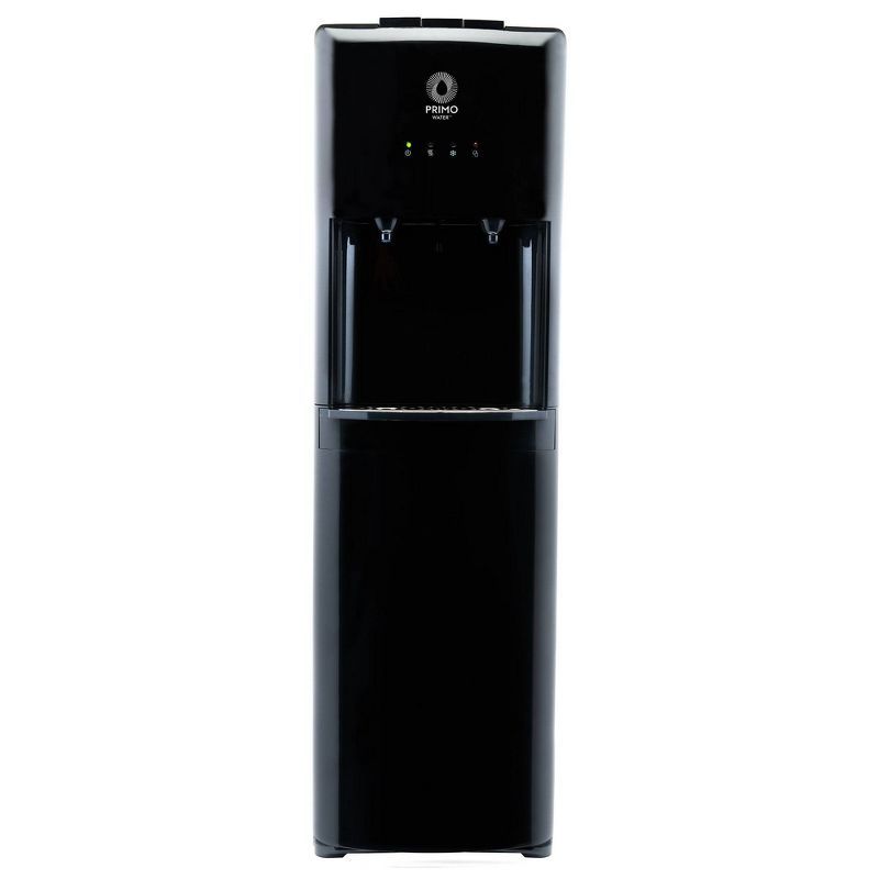 Primo Black Bottom Loading Hot and Cold Water Dispenser with Stainless Steel Drip Tray