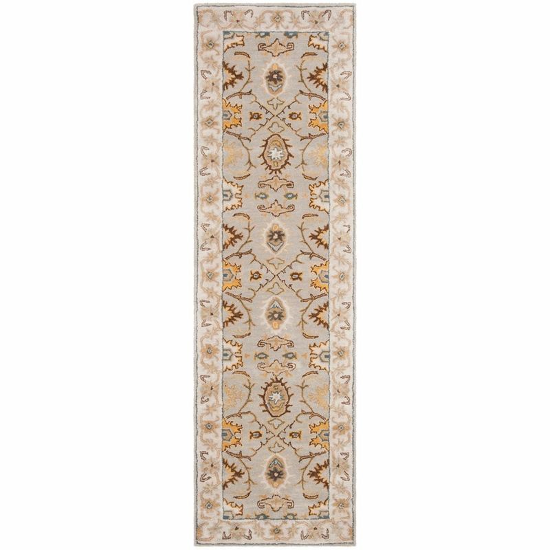 Light Grey and Beige Hand-Tufted Wool Runner Rug