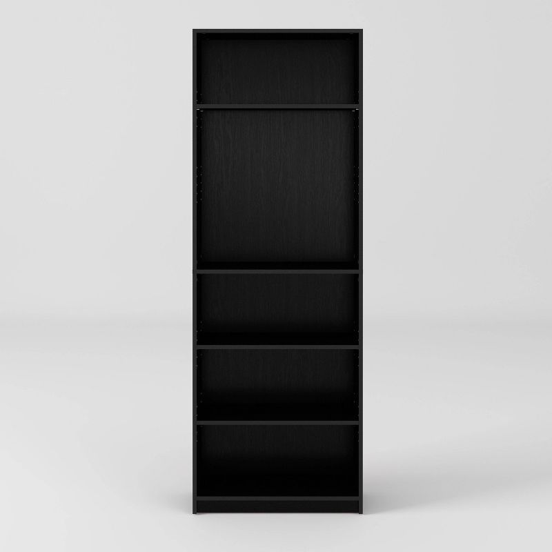 Teo Black Adjustable 5-Tier Bookshelf