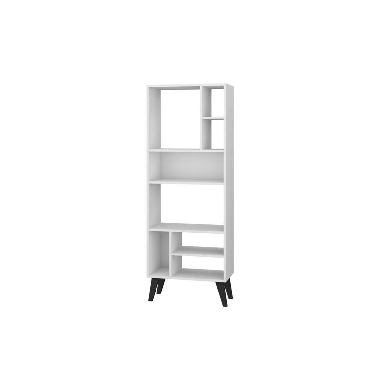 Warren White Tall Bookcase with Black Legs and 8 Shelves