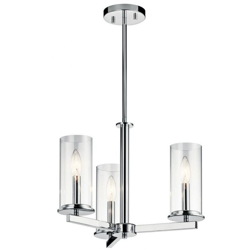 Crosby Mini 3-Light Chrome Black Convertible Chandelier/Semi Flush