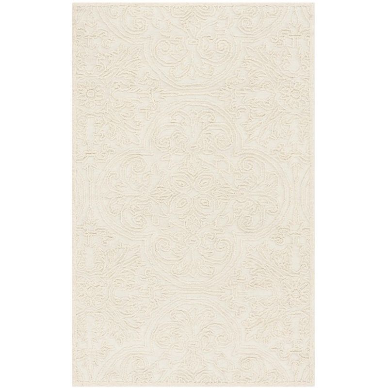 Ivory Hand-Tufted Wool and Synthetic 4' x 6' Area Rug