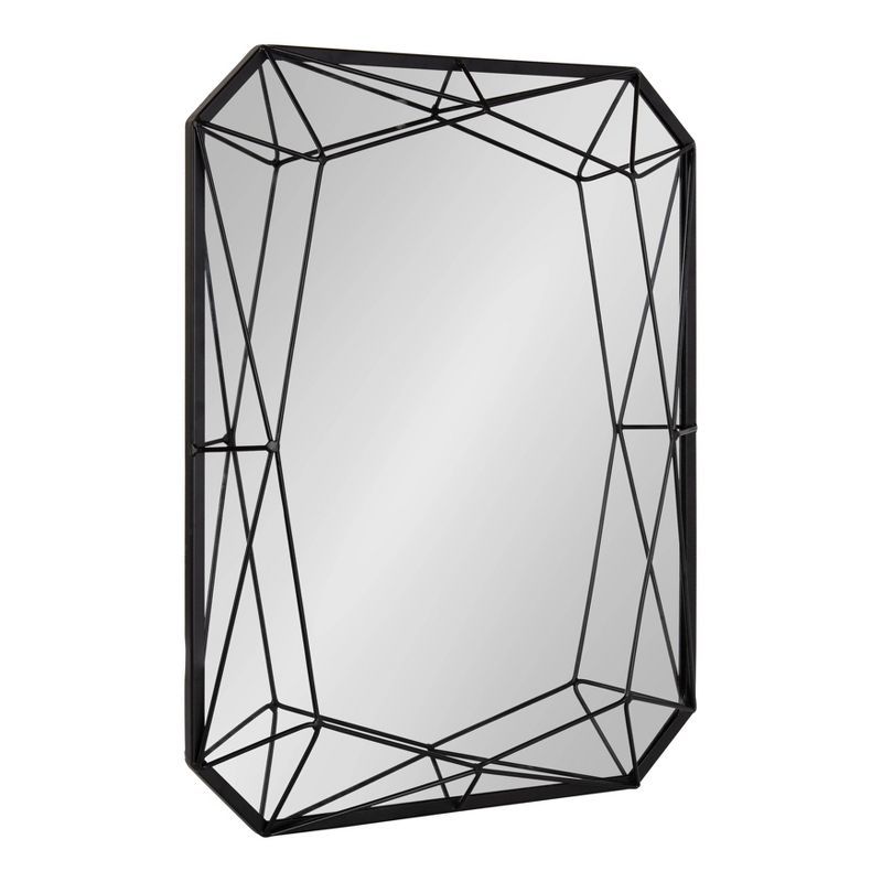 Keyleigh Black Geometric Metal Frame Rectangular Wall Mirror