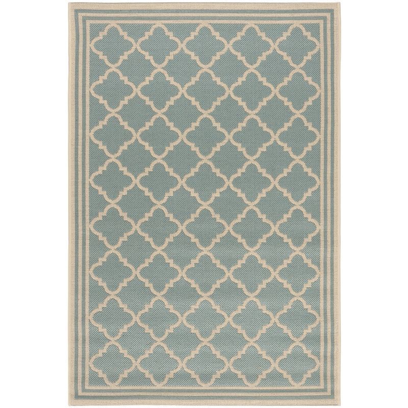 Aqua and Cream Trellis 3' x 5' Indoor/Outdoor Area Rug