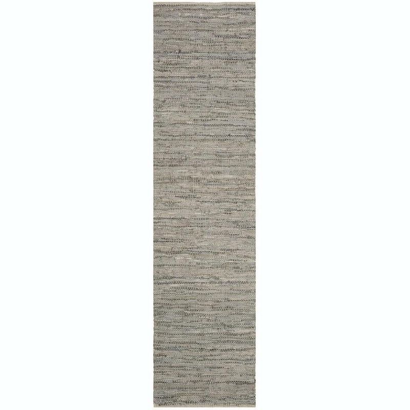 Gray Handmade Flat Woven Cowhide Area Rug