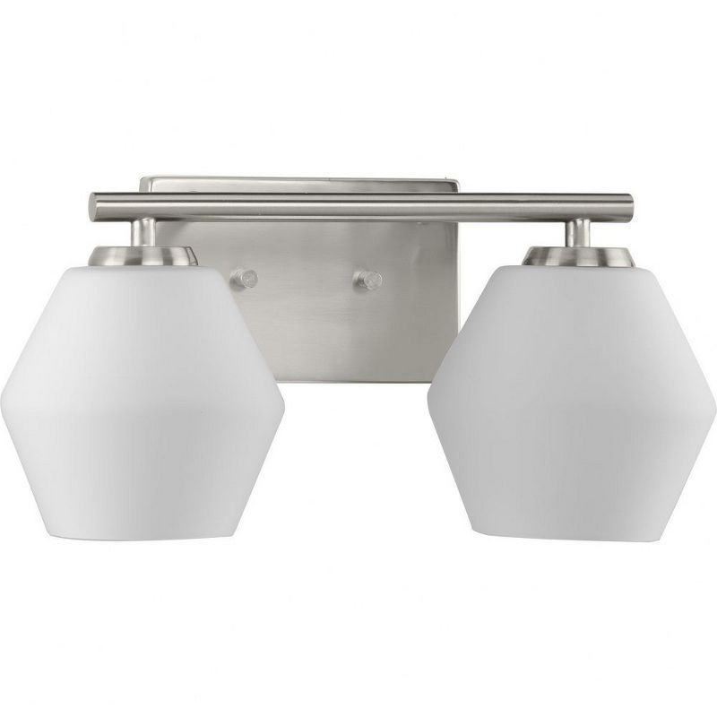 Copeland 2-Light Brushed Nickel Vanity Light with Opal Glass Shades