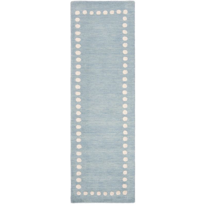 Hand-Tufted Coastal Kids' Blue Wool Runner Rug 30" x 8"