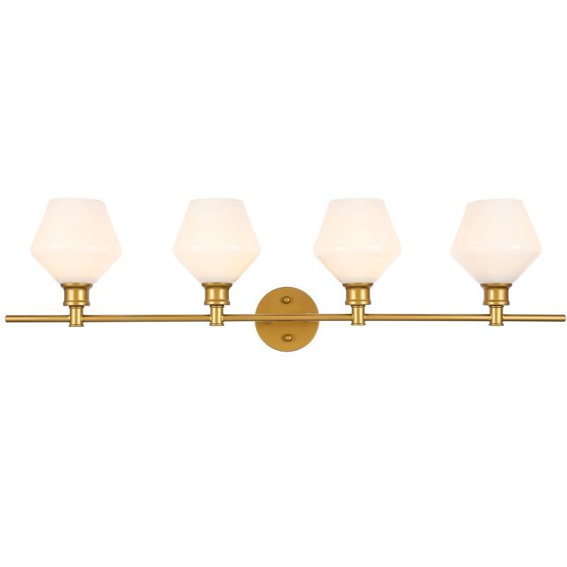 Gene 4-Light Brass and Frosted White Glass Dimmable Wall Sconce