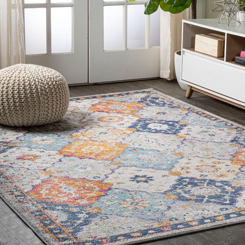 Bohemian Vintage Medallion 4' x 6' Blue Synthetic Area Rug