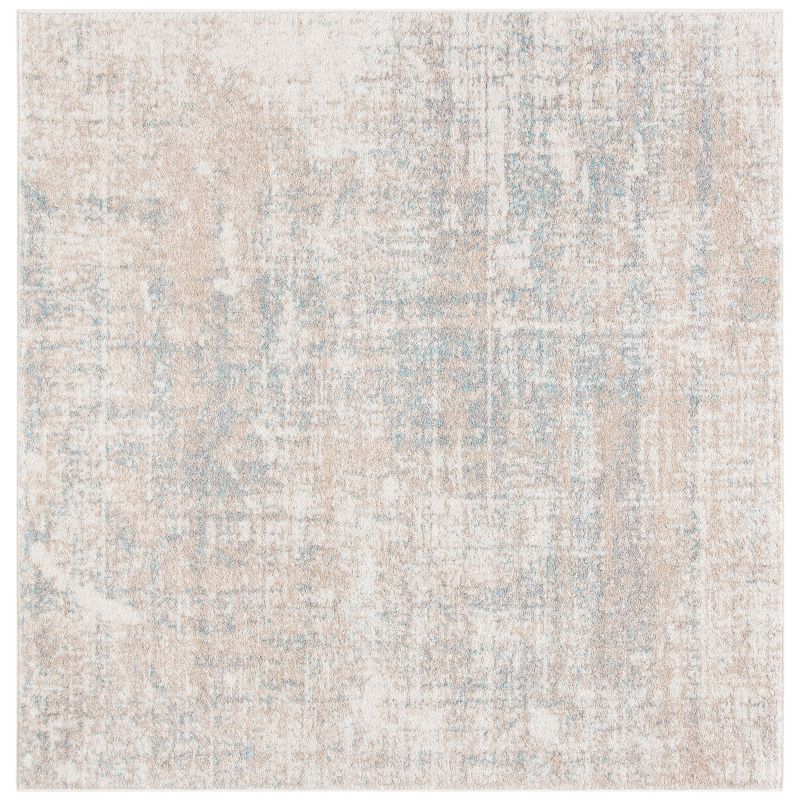 Beige and Slate Reversible Synthetic Square Area Rug