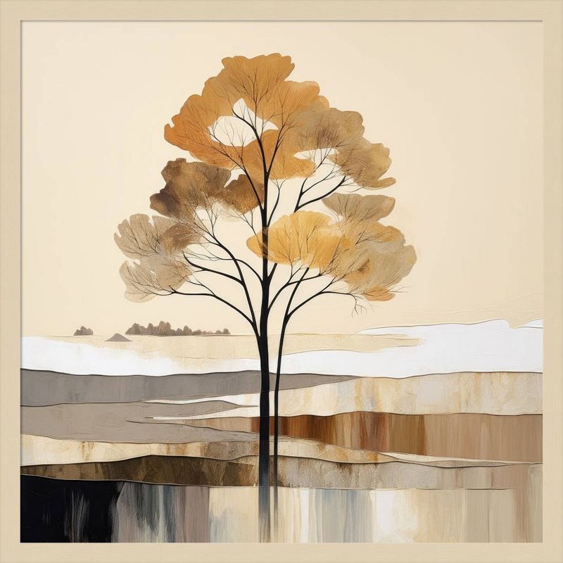 Svelte Natural Framed Abstract Tree Graphic Art Print