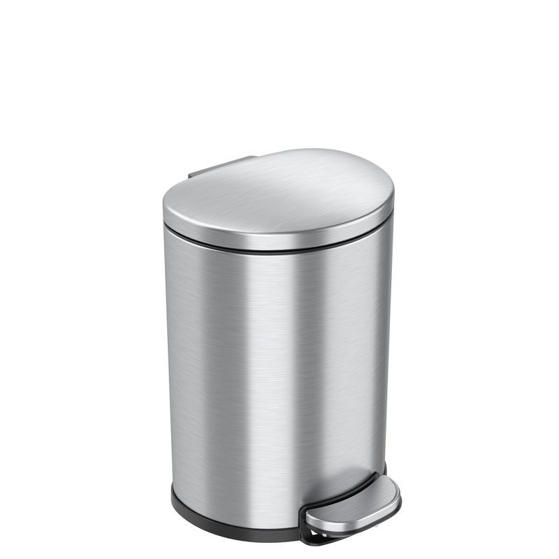 Stainless Steel Semi-Round 2 Gallon Step Trash Can with Odor Filter