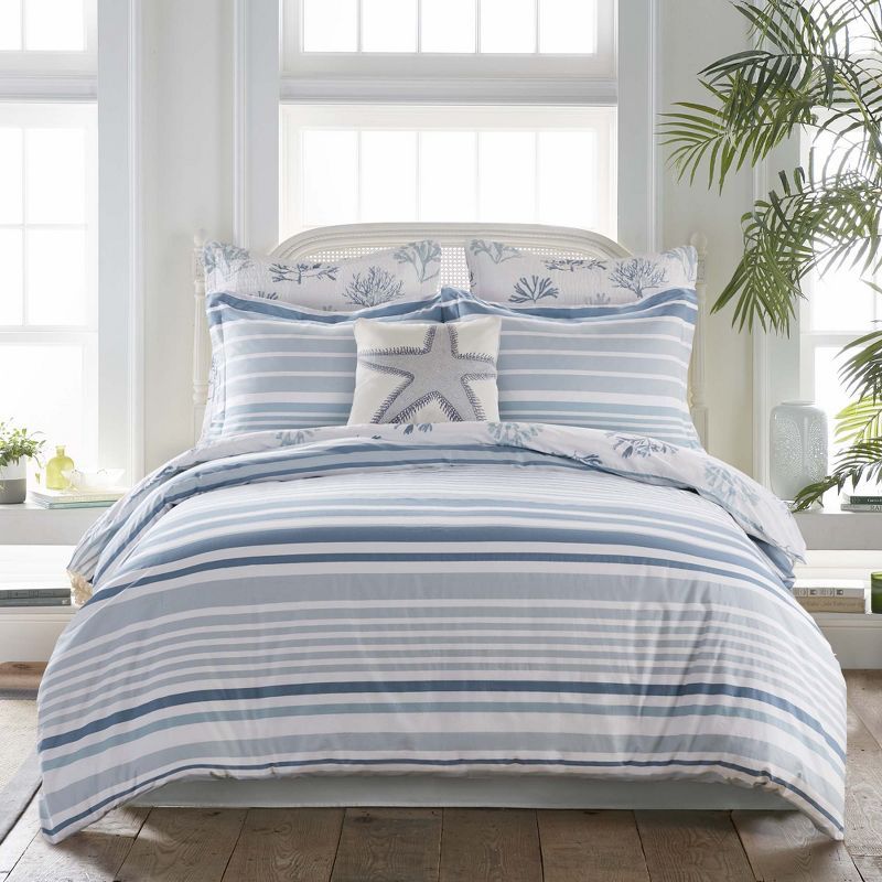 Truro Blue and White Cotton Twin Duvet Cover Set