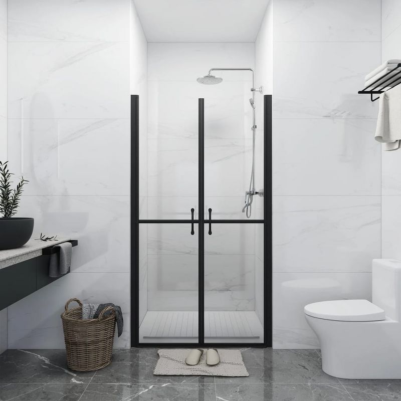 Modern Black Aluminum and Glass Shower Door, 74.8 in Height